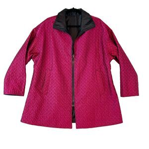 Mycra Pac Coat‎ Jacket Women's S/M Fuschia Pink Black Reversible Dressy Evening